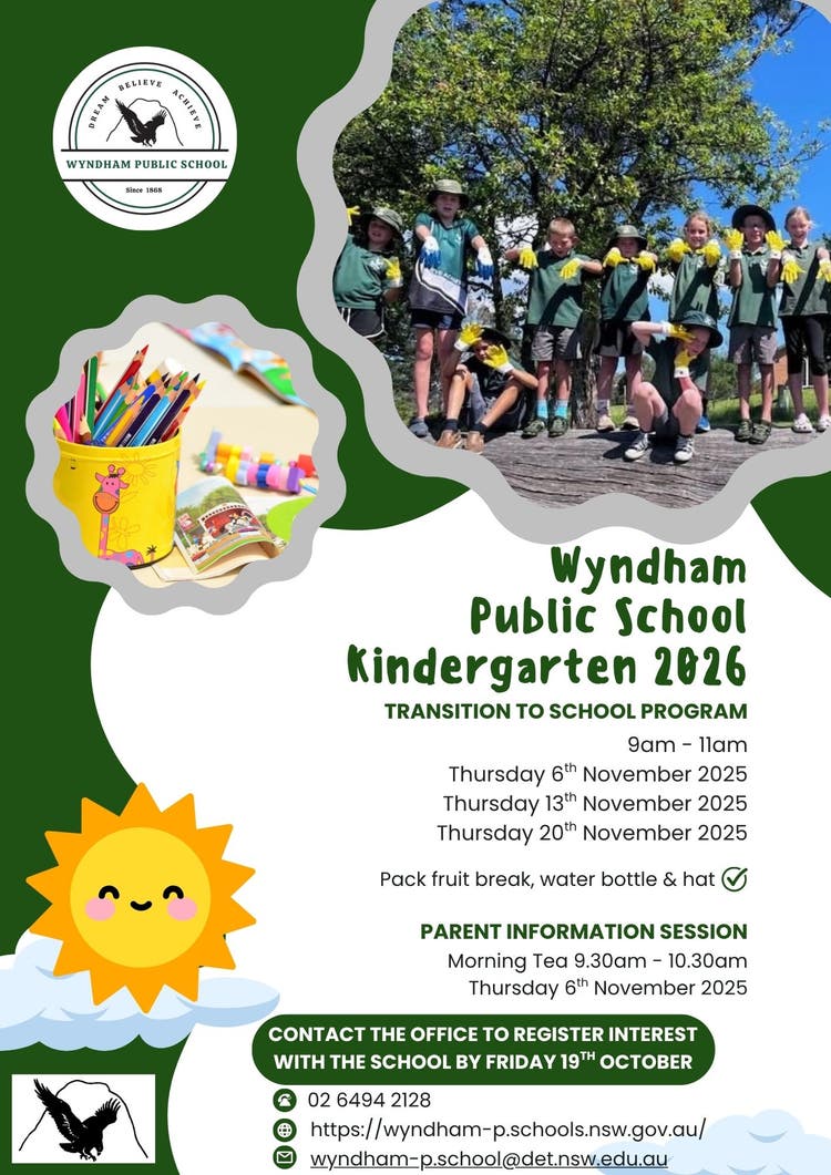 Kindy transition flyer with dates and times